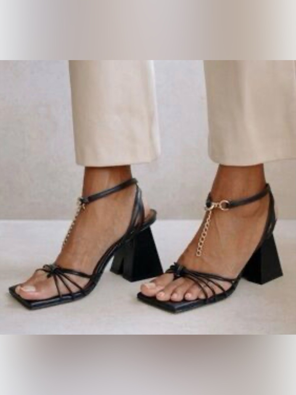 Alohas Cactus Black Ankle Wrap Heels